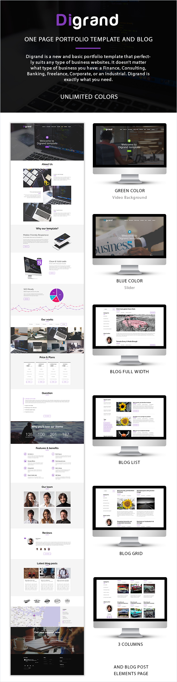 Digrand is a new and basic portfolio template that perfectly suits any type of business websites