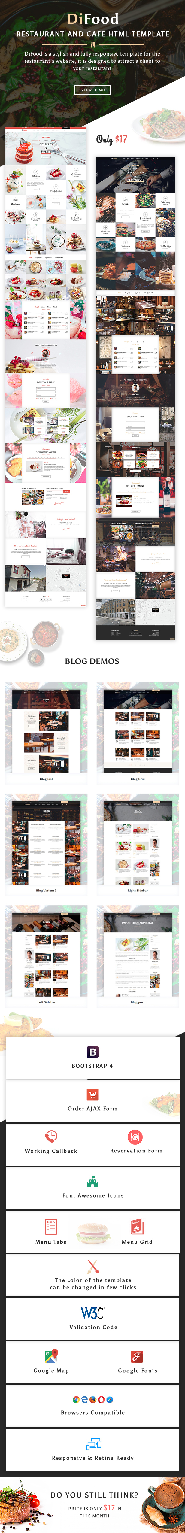 DiFood - Restaurant And Cafe HTML Template